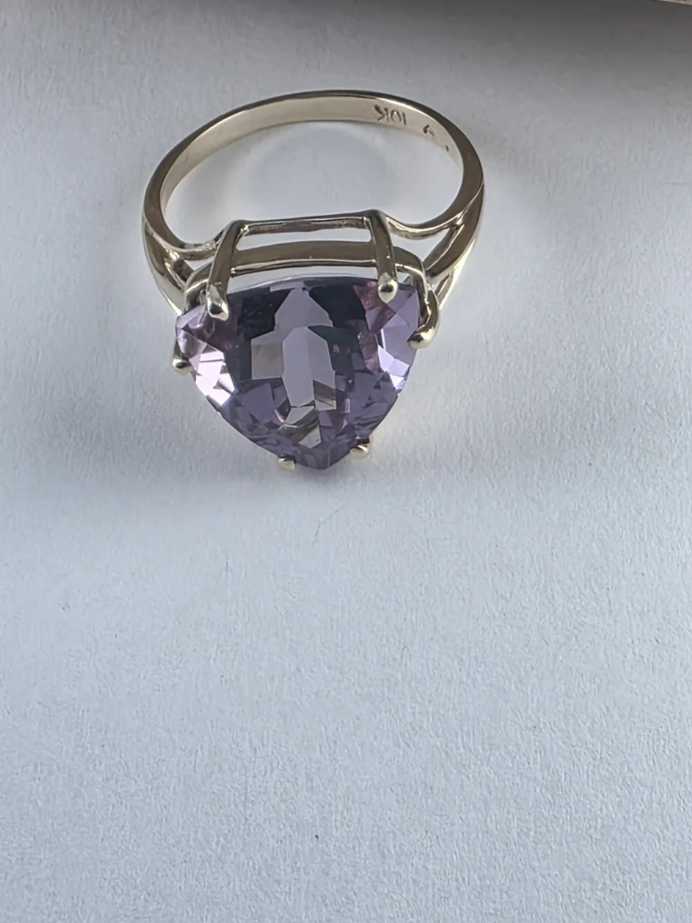 10K Yellow Gold Amethyst Cocktail Ring Size 6, Solid Gold! 👌🎁